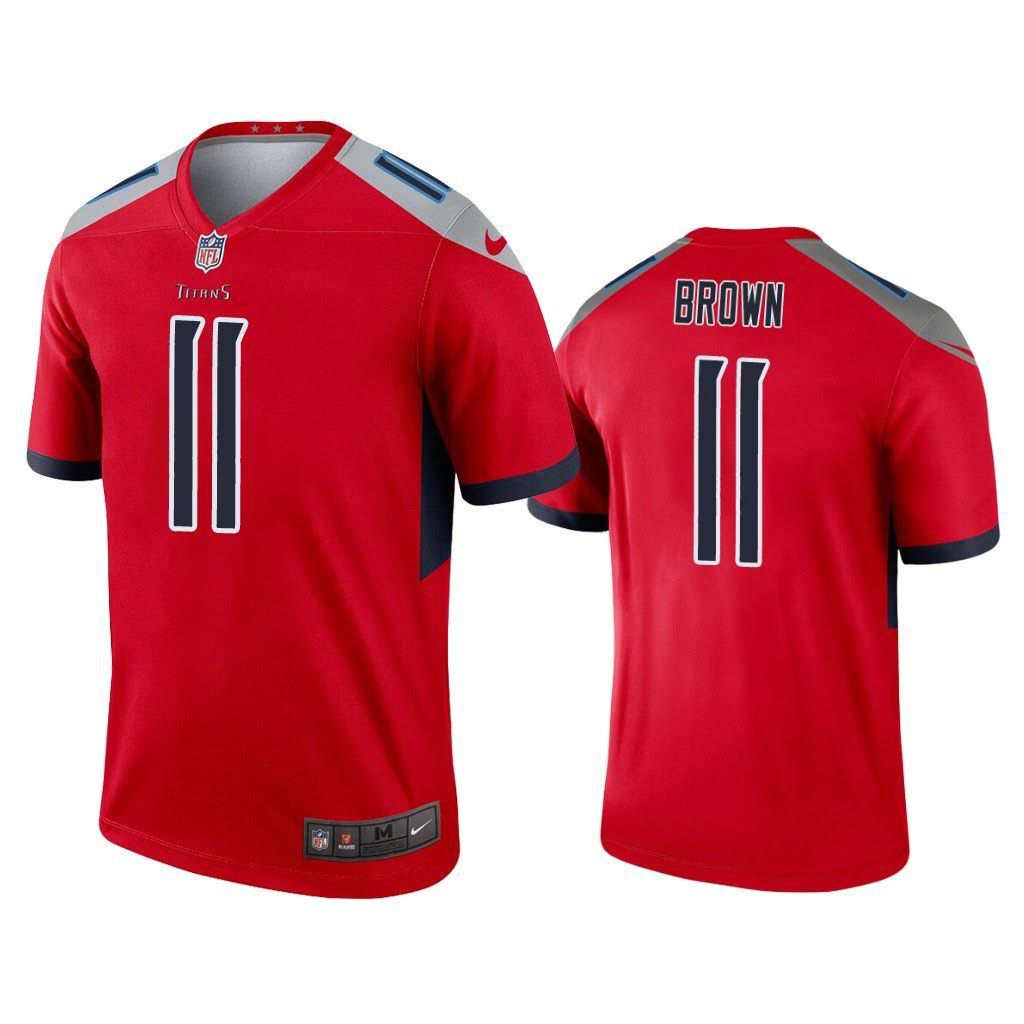 Men Tennessee Titans #11 A.J. Brown Nike Red Inverted Legend NFL Jersey->tennessee titans->NFL Jersey